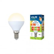 Лампа светодиодная LED Optima, G45, E14, 8W, форма «шар», матовая, теплый белый свет (3000K), TM Volpe, Uniel (UL-00001779)