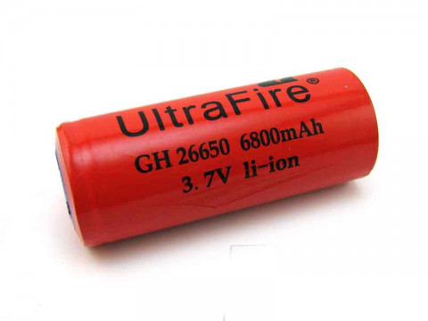 Аккумулятор URANUSFIRE LS26650, 6800mA, 3.7V, Li-ion