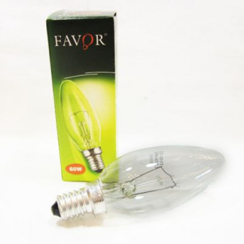 Лампа накаливания E14, FAVOR, 60W, прозрачная (ДС 230-60 Р45 Е14)