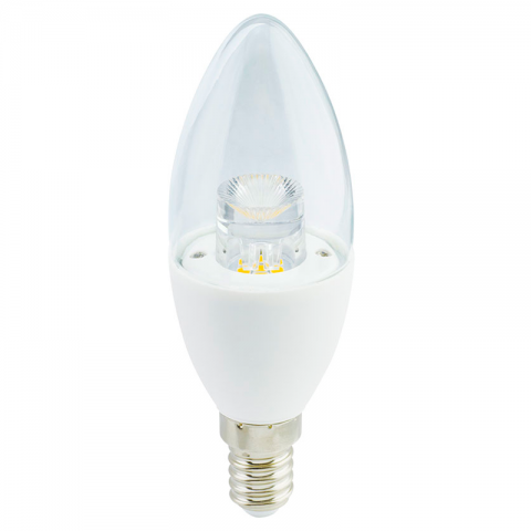 Лампа светодиодная LED E14, Ecola candle Premium, 7.0W, 220V, 2700K, прозрачная свеча с линзой, 105x37 (C4QW70ELC)