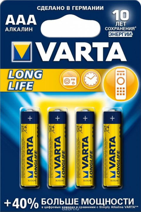 Батарейка VARTA LongLife LR03 (AAA), Alkaline,1.5V