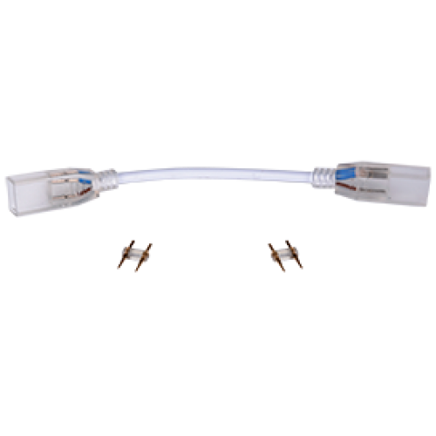 Ecola LED strip 220V connector гибкий соединитель лента-лента 2-х конт. с разъемами для ленты IP68 14x7 (SCVN14ESB)