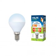 Лампа светодиодная LED Optima, G45, E14, 8W, форма «шар», матовая, белый свет (4000K), TM Volpe, Uniel (UL-00001777)
