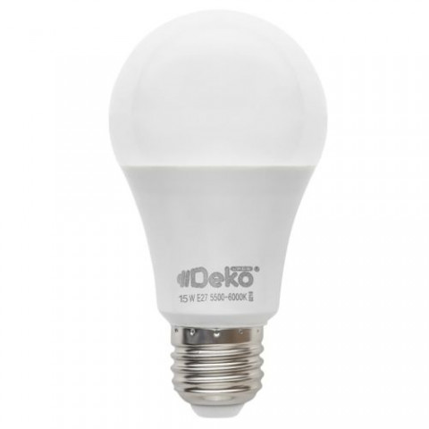 Лампа светодиодная LED E27, A60, 15W, 5700K, 1800Lm, термопластик, DEKOlabs