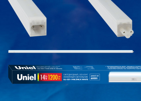 Светильник светодиодный линейный Uniel ULI-E01-14W/DW/K WHITE, 6000K, 1200Lm, с выключателем, корпус белый (UL-00002730)