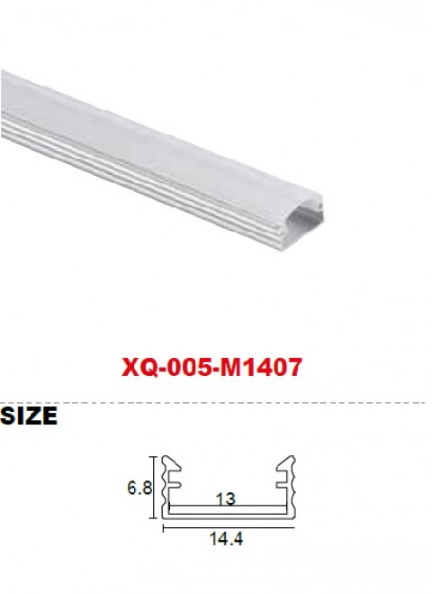 Профиль алюминиевый XQ-005-M1407, длина 2м (экран, заглушки, крепление в комплекте)