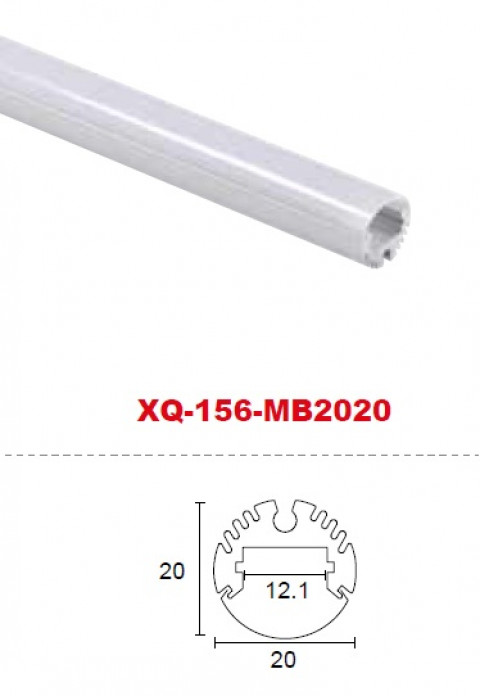 Профиль алюминиевый XQ-156-MB2020, длина 2м (экран, заглушки, крепление в комплекте)