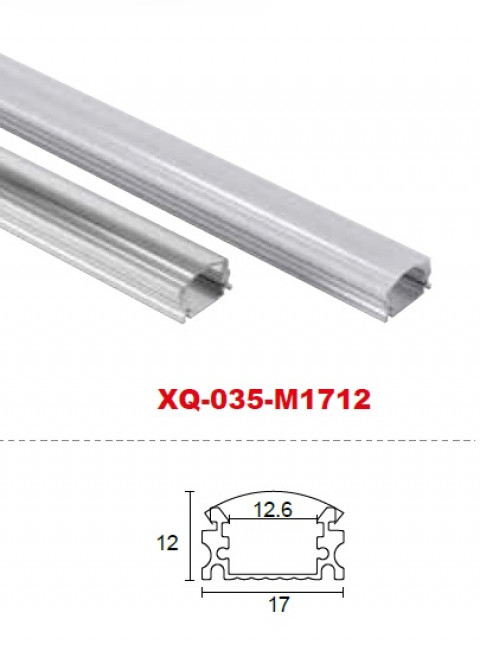 Профиль алюминиевый XQ-035-M1712, длина 2м (экран, заглушки, крепление в комплекте)
