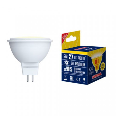 Лампа светодиодная LED GU5.3, Volpe, 10W, 800Lm, 3000K, матовая, корпус термопластик, форма JCDR, серия Norma (LED-JCDR-10W/WW/GU5.3/NR)