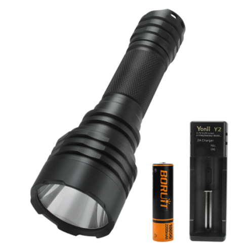 Фонарь светодиодный BORUIT YHX-0418, OSRAM NM1, 6000K, 1050Lm, 1*18650 Li-ion,+ зарядное устройство, IPX7
