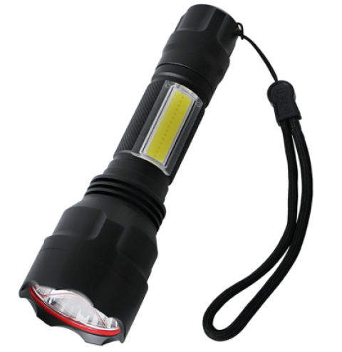 Фонарь светодиодный BORUIT YHX-1329, T6+COB, 15W, 1500Lm, 1*18650 Li-ion,+ зарядное устройство