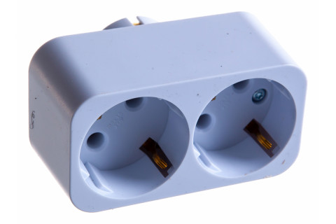 Разветвитель Фотон АМ 16-2Е, 16А, белый (двойник, с заземлением)