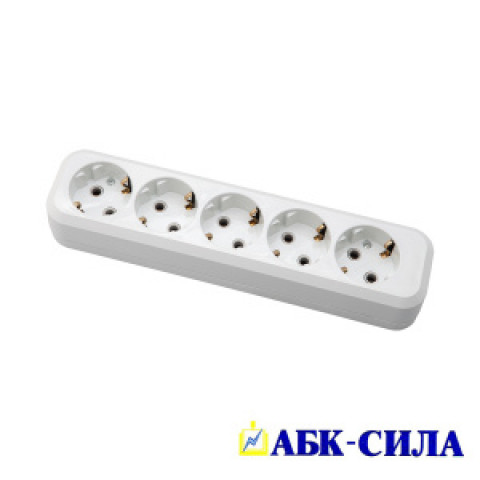 Колодка АБК-СИЛА 5 гнезд с заземлением, 16A, 220V, белая (5402405)