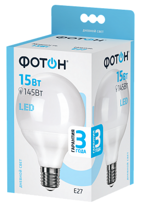 Лампа светодиодная LED E27, ФОТОН, G95, 15W, 4000K