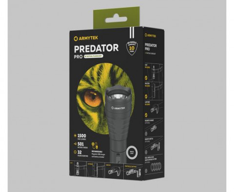 Фонарь светодиодный Armytek Predator Pro Magnet, USB, белый (F07301C)