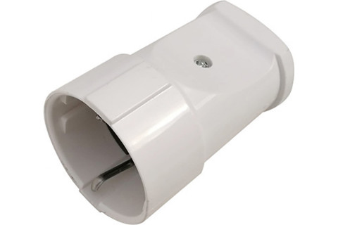 Розетка кабельная прямая, с заземлением 16A, 250V, ABS-пластик, белая, duwi (30458 6)