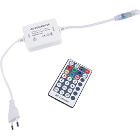 LED-контроллер Ecola LED Strip RGB RF Controller (IP20), 600W, 2.7A, для ленты 220V 14x7, IP68, с радиопультом (RF1406KSB)