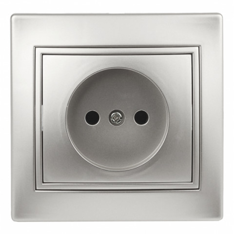 Розетка СУ, 2P, 1-201-03, 16A, 250W, IP20, Plano, алюминий Intro (УТ000079691)