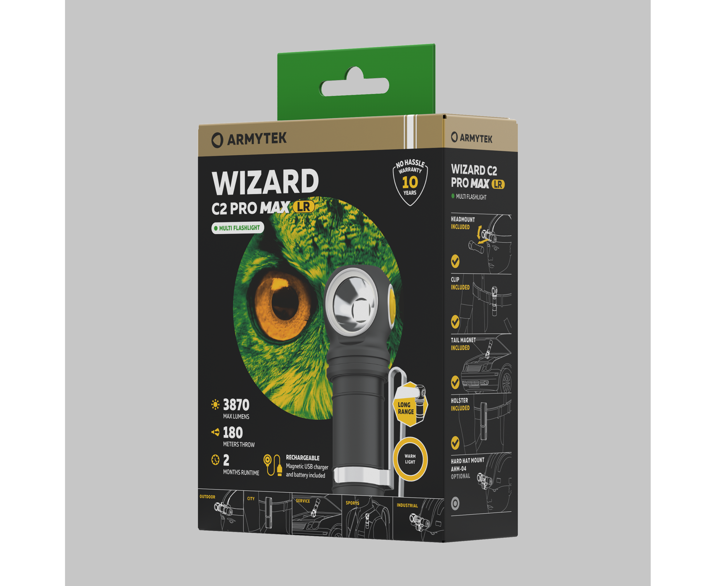 Фонарь светодиодный Armytek Wizard C2 Pro Max Magnet, USB, LR теплый (F06702W)