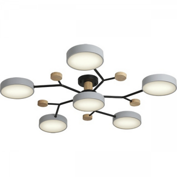Люстра потолочная диммируемая Ritter SCANDIA, 84W, 2700/4200/6400K, 3 режима, 800x800x170мм, 30м2, с дистанционным управлением, сер/черная (52079 5)