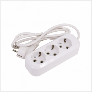 Удлинитель LEEK LE ES, 16A, (ПВС3х1мм) с заземлением, 3 розетки, 5м