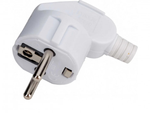 Вилка Stekker (PPG16-41-202), угловая с заземлением, белая