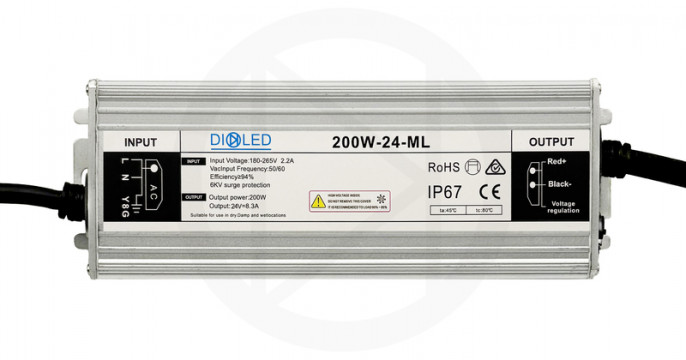 Блок питания DIOLED DY-200W-24V-ML, IP67,