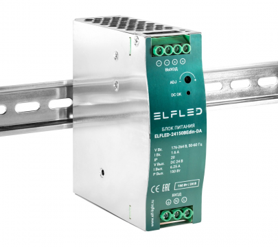 Блок питания интерьерный ELFLED DIN 150W, 24V, на DIN-рейку,