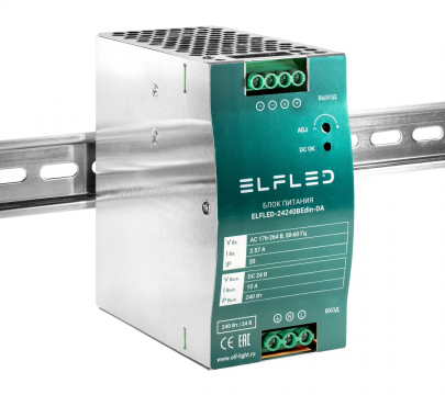 Блок питания интерьерный ELFLED DIN 240W, 24V, на DIN-рейку,